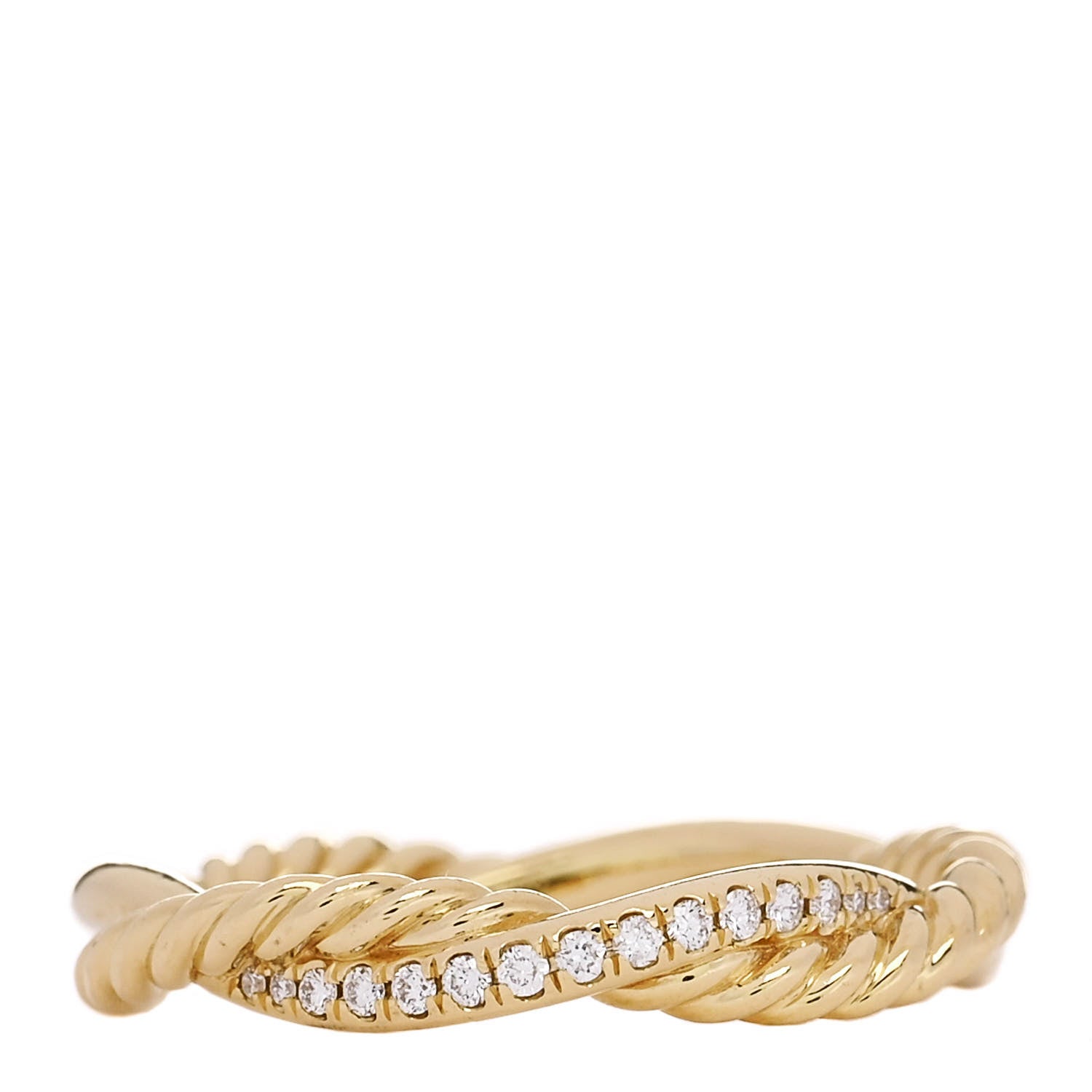 David Yurman 18K Yellow Gold Diamond Petite Infinity Twisted Ring  56 7.5 1 of 4