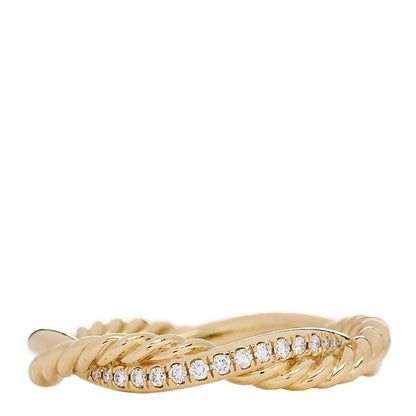 David Yurman 18K Yellow Gold Diamond Petite Infinity Twisted Ring  56 7.5 1 of 4