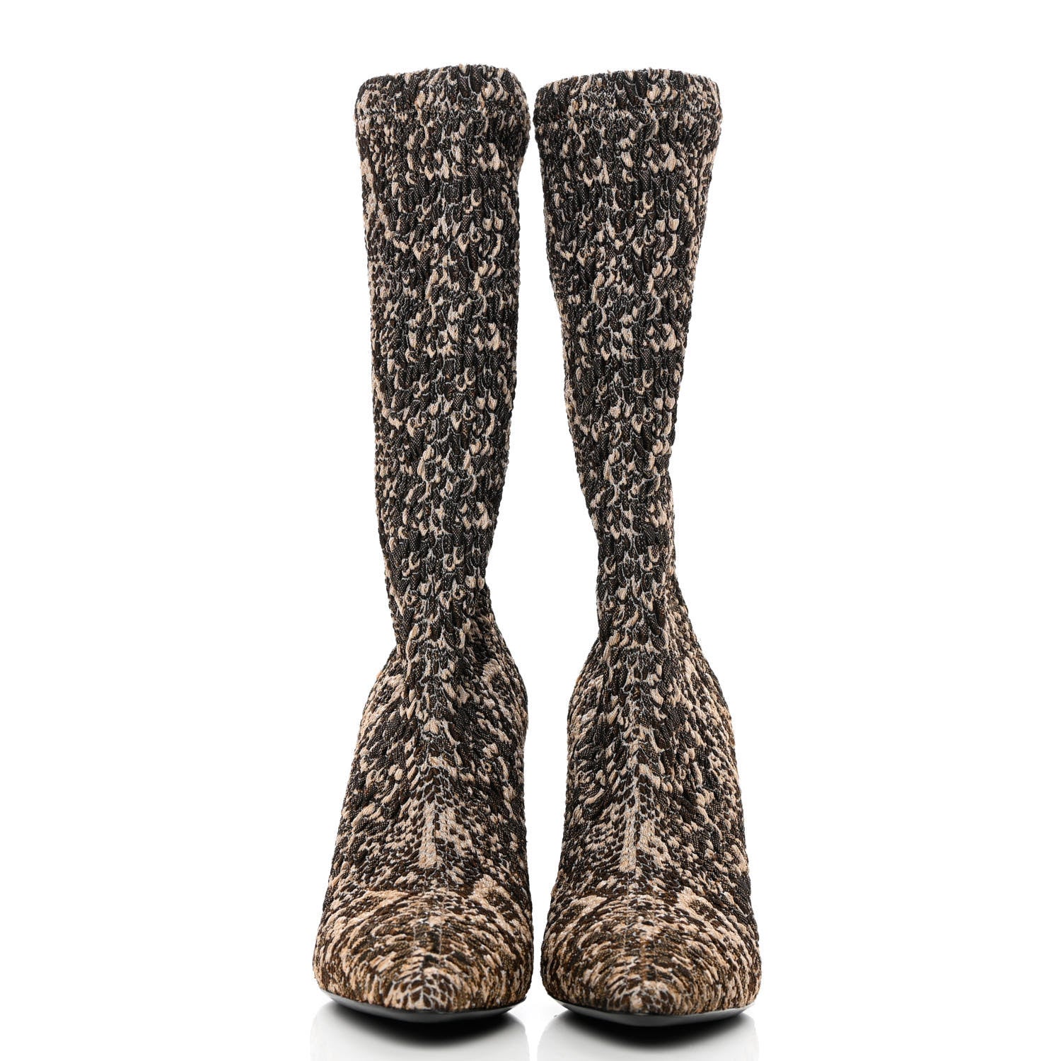 Saint Laurent Stretch Fabric Calf Heel Boots 37 Beige Vintage 3 of 11