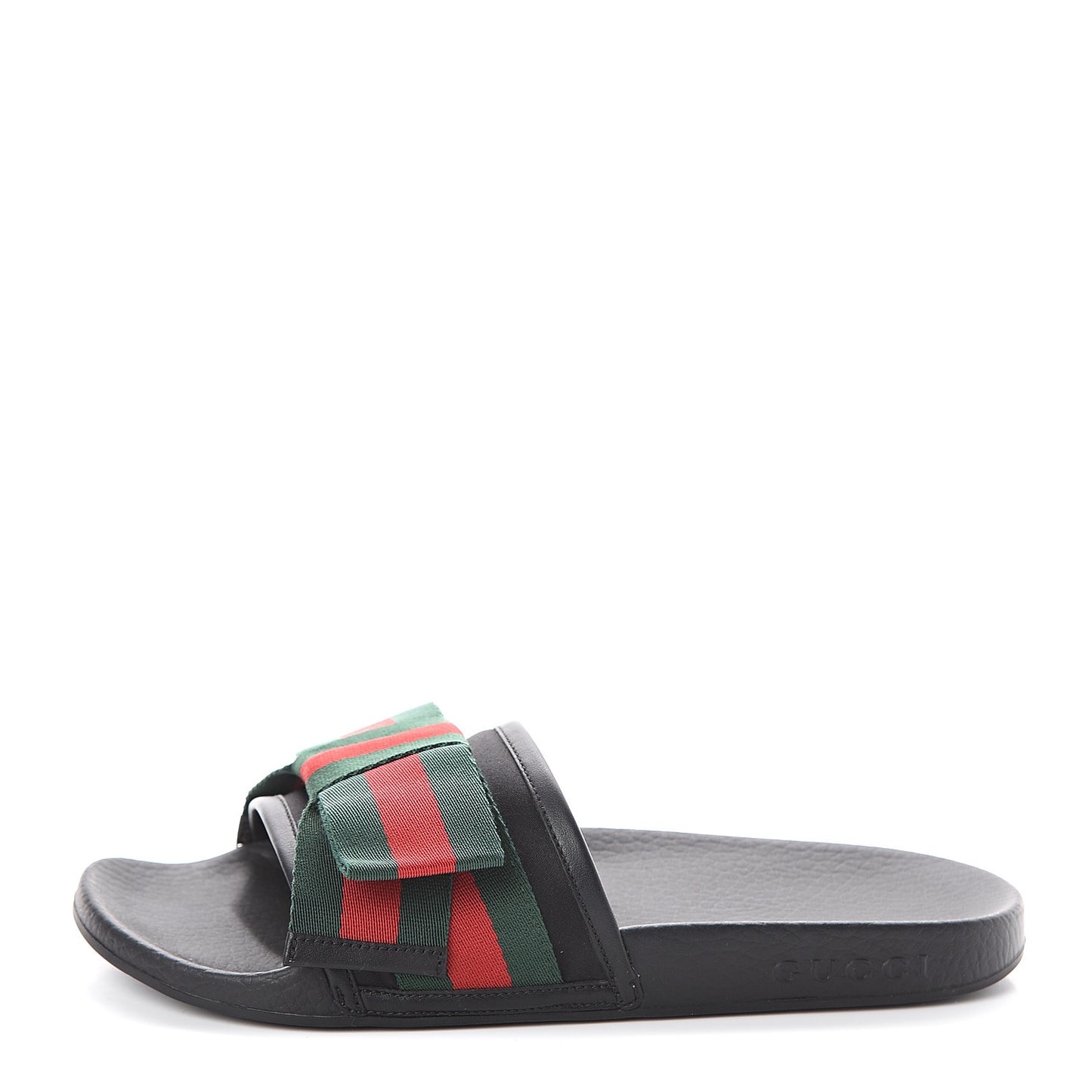Satin Web Bow Slide Sandals 37 Black