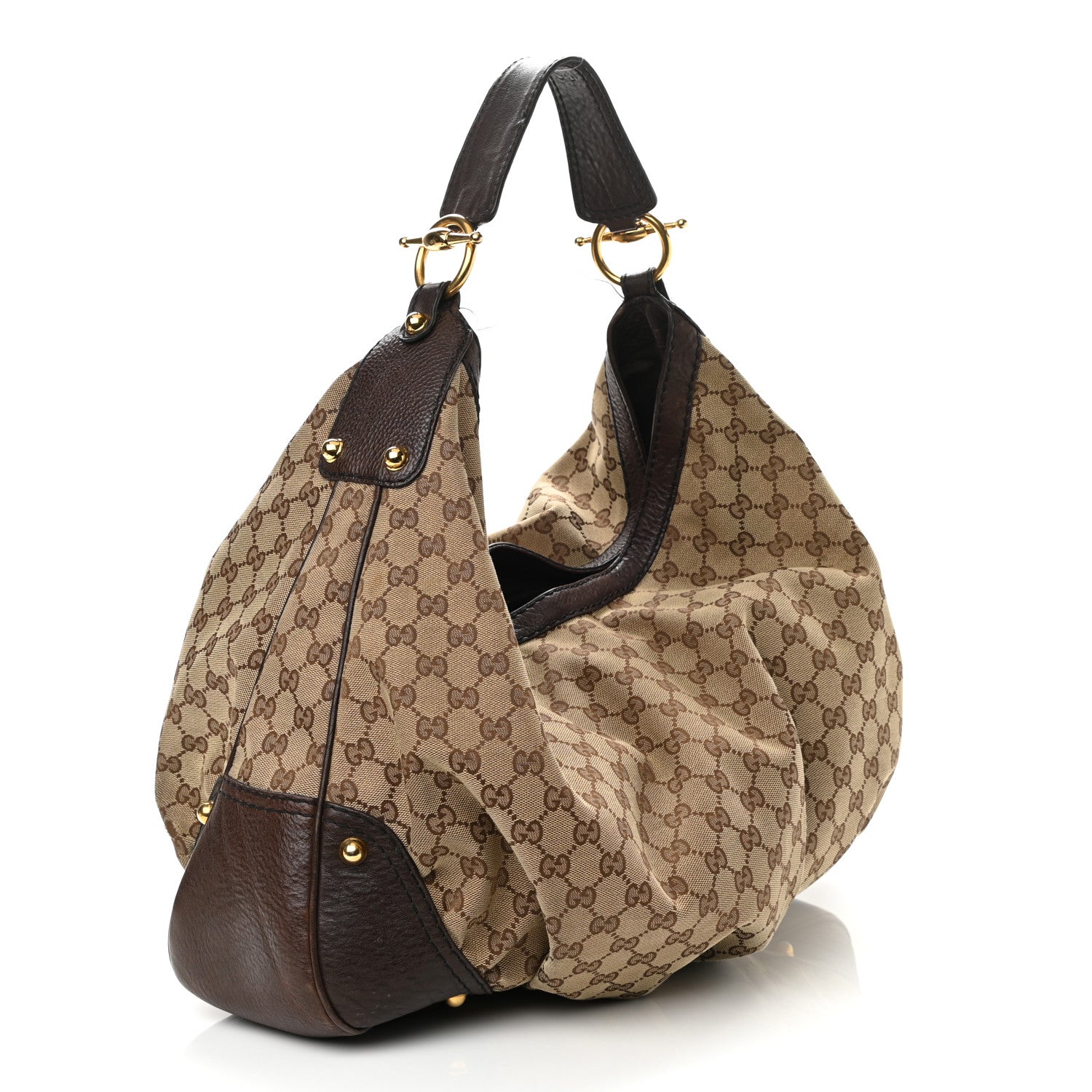 Gucci Monogram Large Jockey Hobo Dark Brown 3 of 19