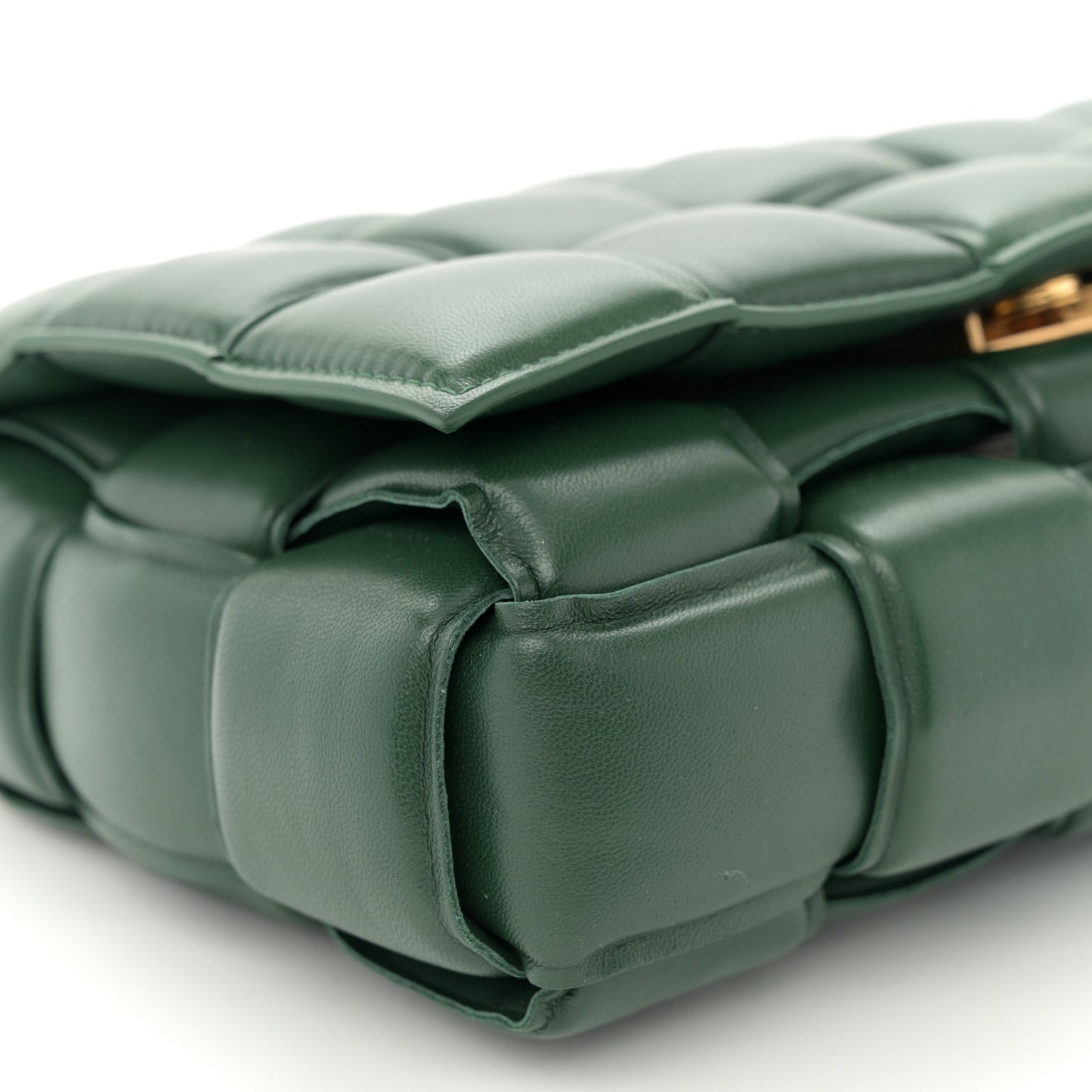 Lambskin Maxi Intreccio Padded Chain Cassette Crossbody Bag Raintree