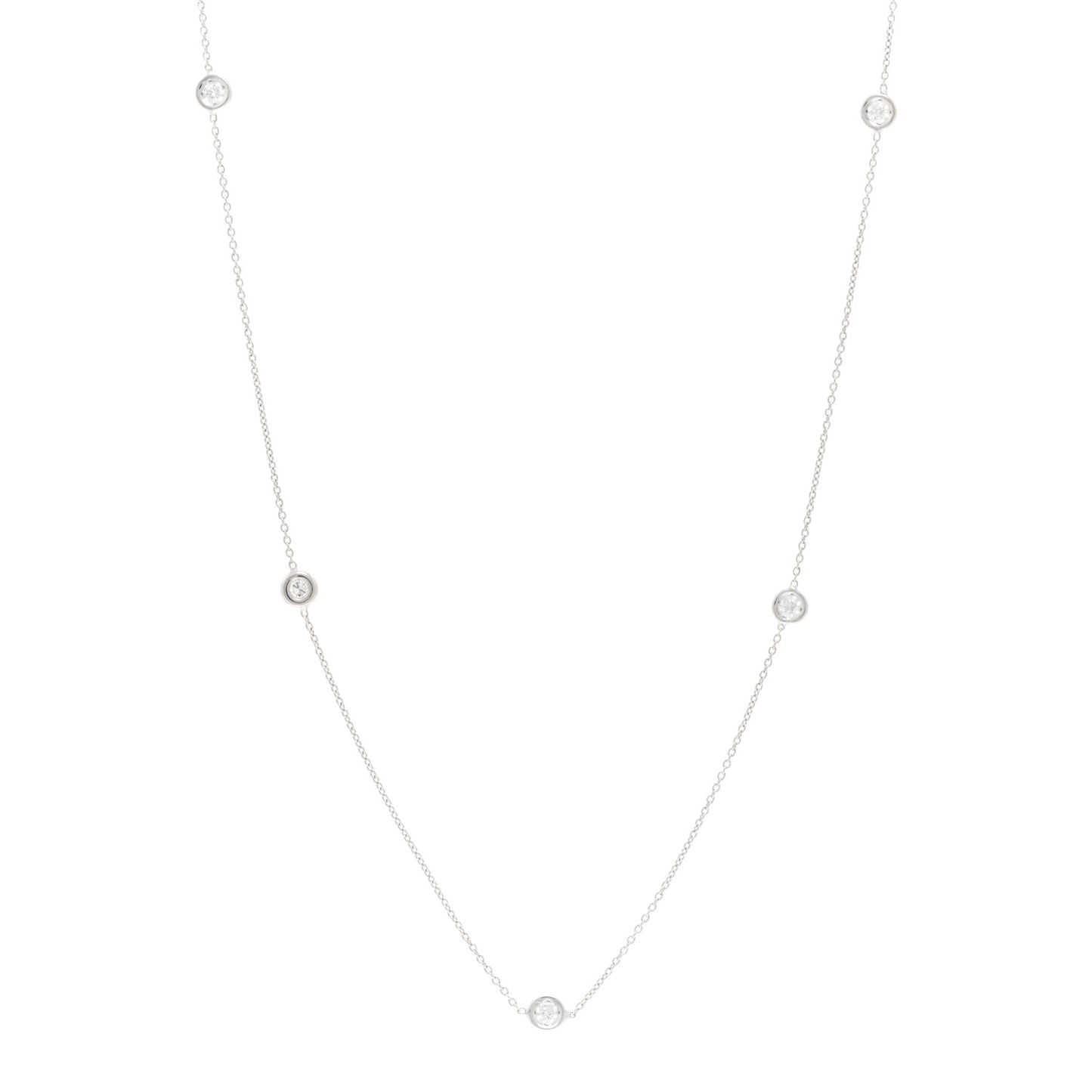 18K White Gold Diamond .25ctw Diamonds by the Inch Five Station Necklace