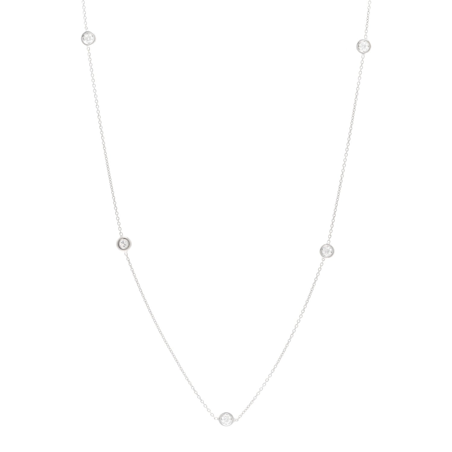 Roberto Coin 18K White Gold Diamond .25ctw Diamonds by the Inch Five Station Necklace 1 of 4