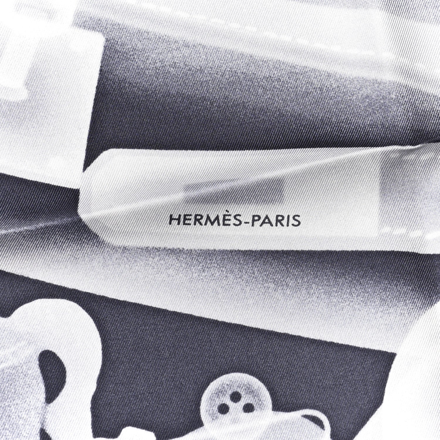 Hermes Silk Please Check In Scarf 90 Marine Black White 4 of 6