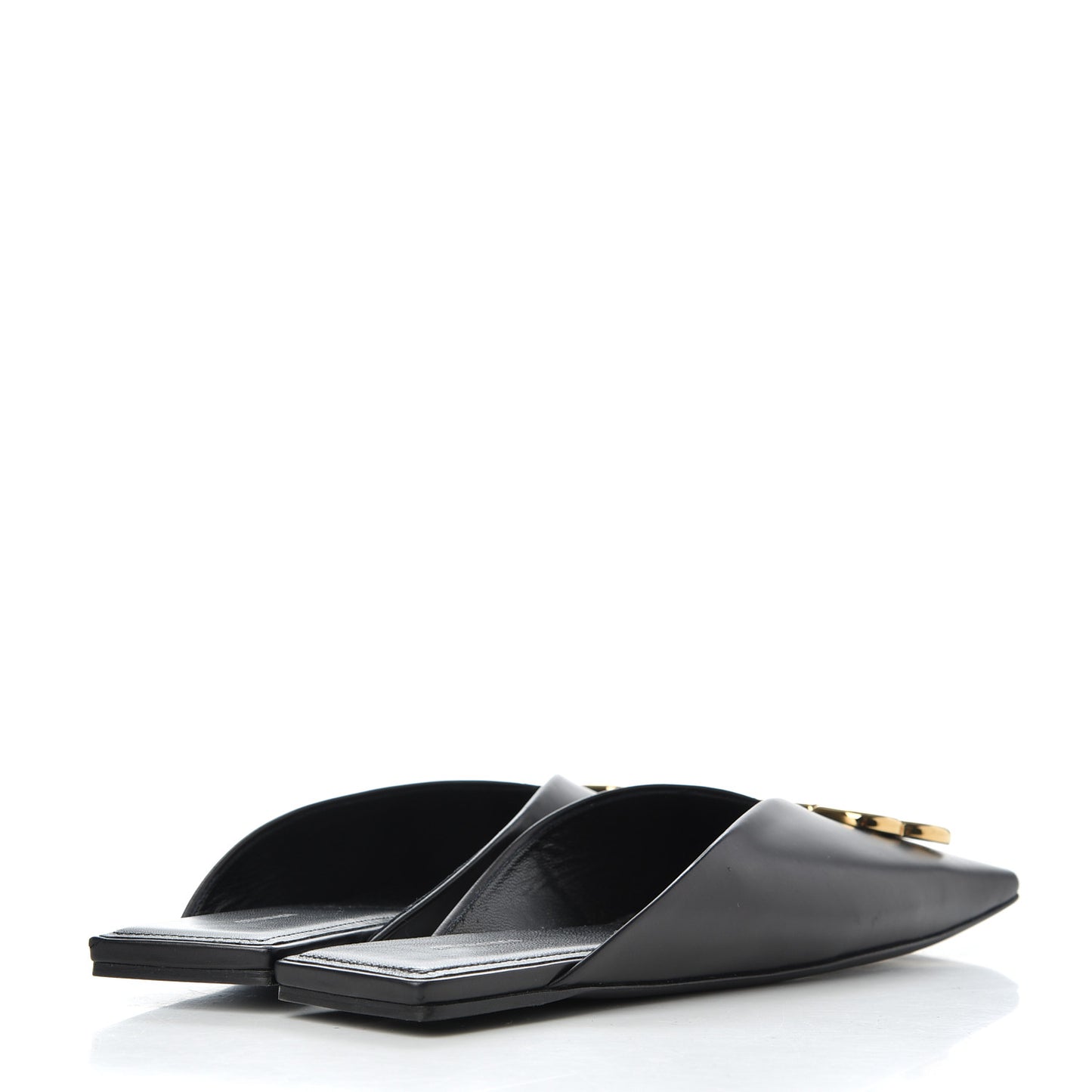 Soft Calfskin Double Square BB 5mm Mules 38 Black