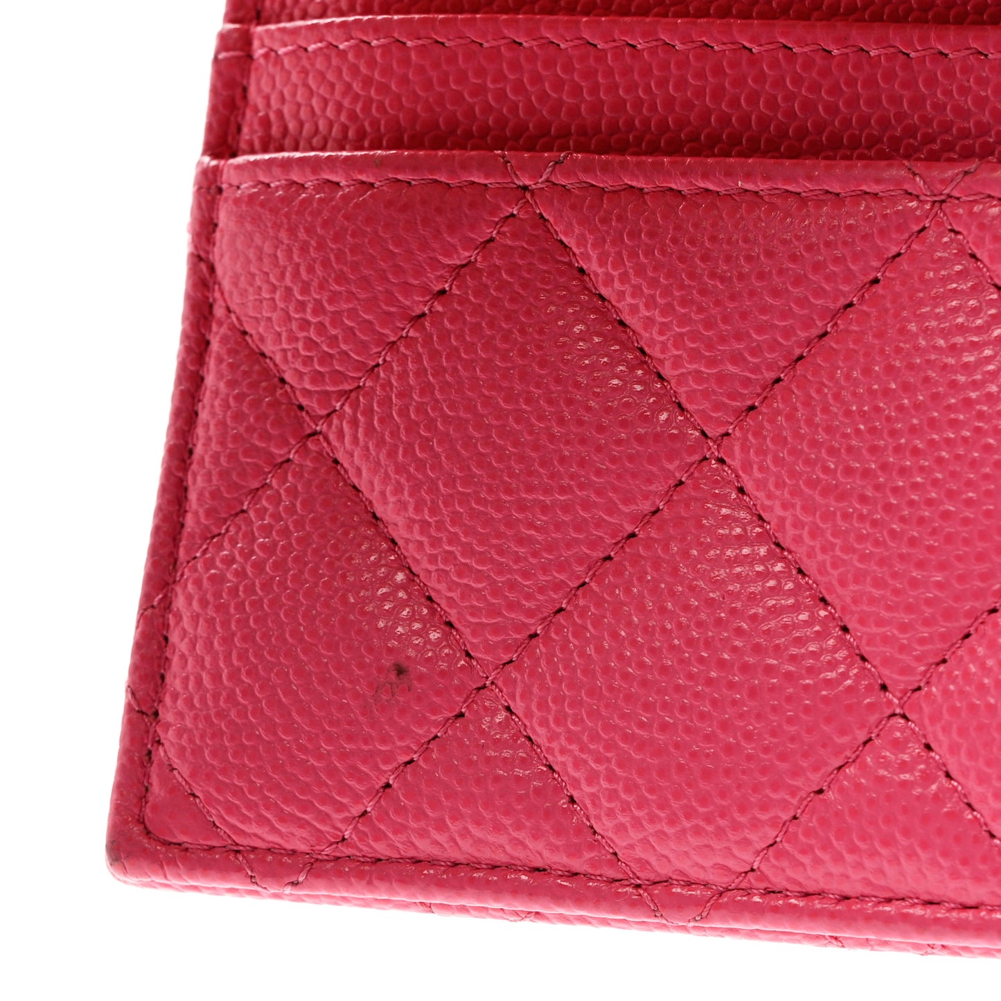 Caviar Quilted CC Zip Card Holder Pink
