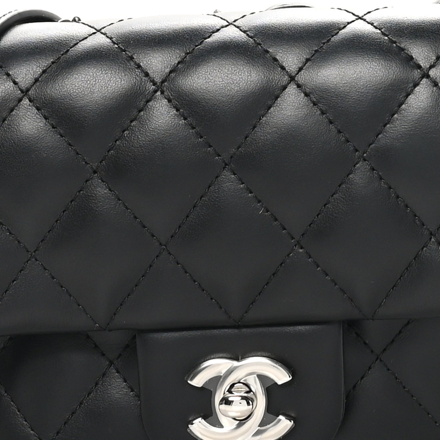 Calfskin Quilted CC Uniform Flap Belt Bag Black