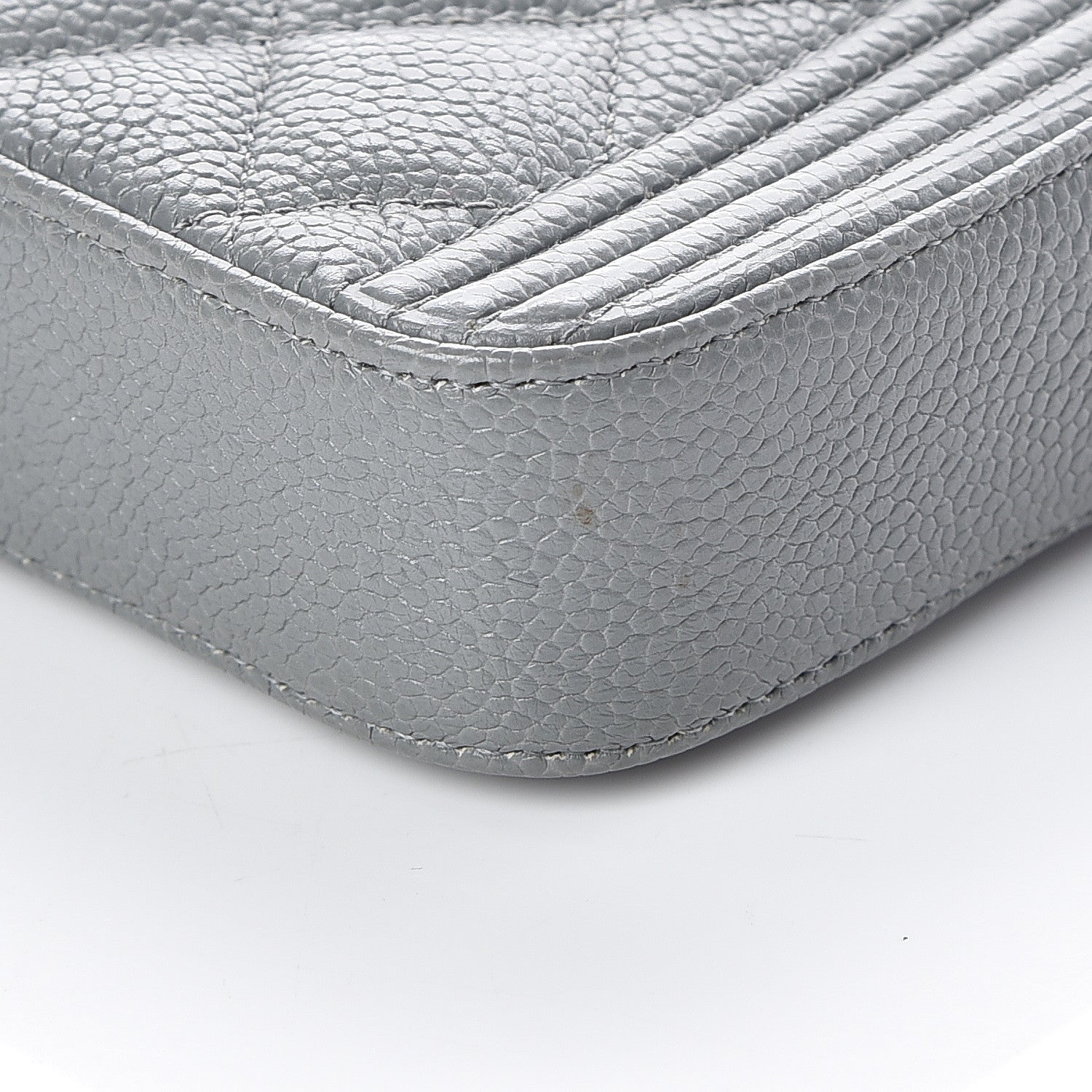 Chanel Caviar Quilted Small Boy Clutch With Chain Grey 6 of 12