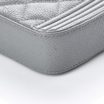 Chanel Caviar Quilted Small Boy Clutch With Chain Grey 6 of 12