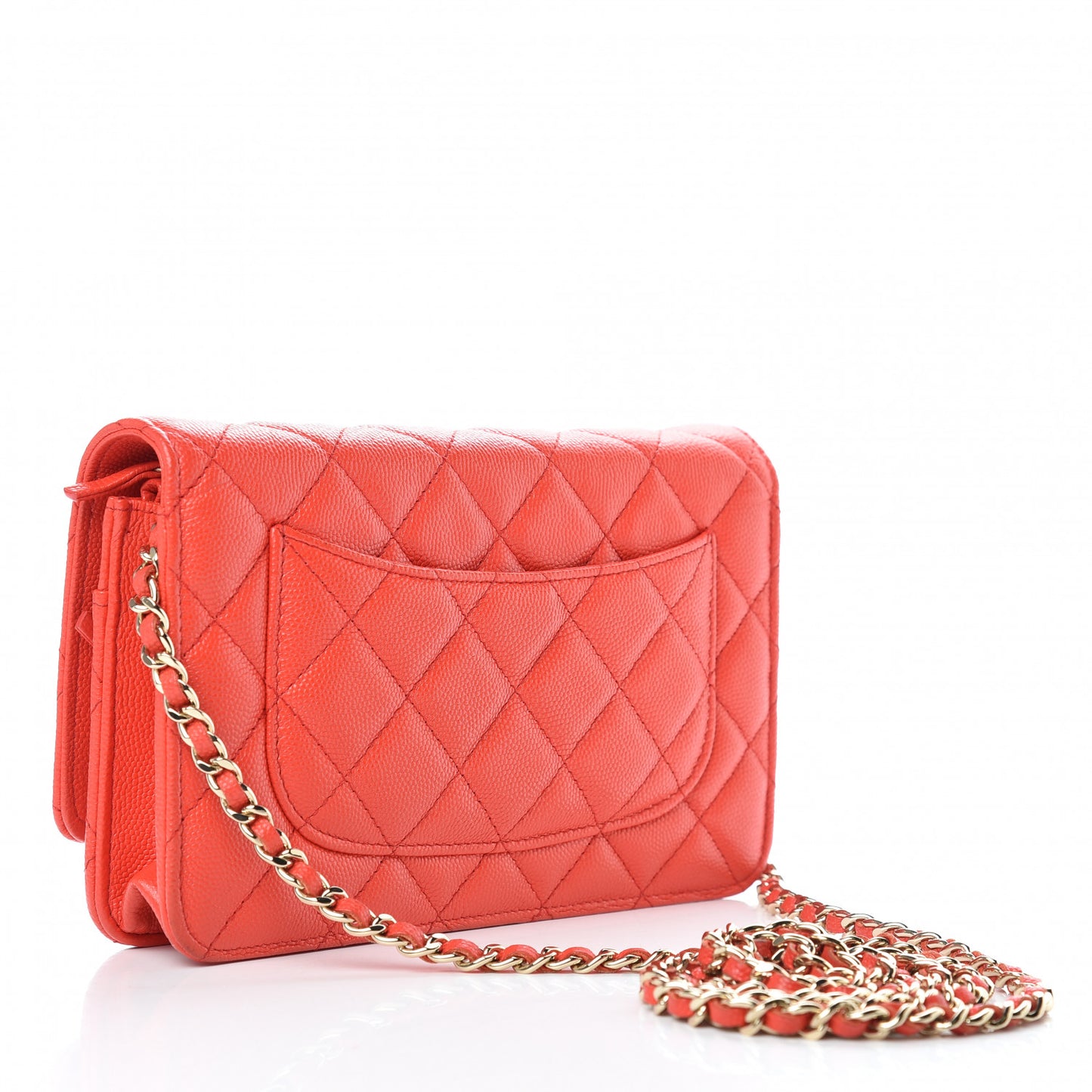 Caviar Quilted Wallet on Chain WOC Red