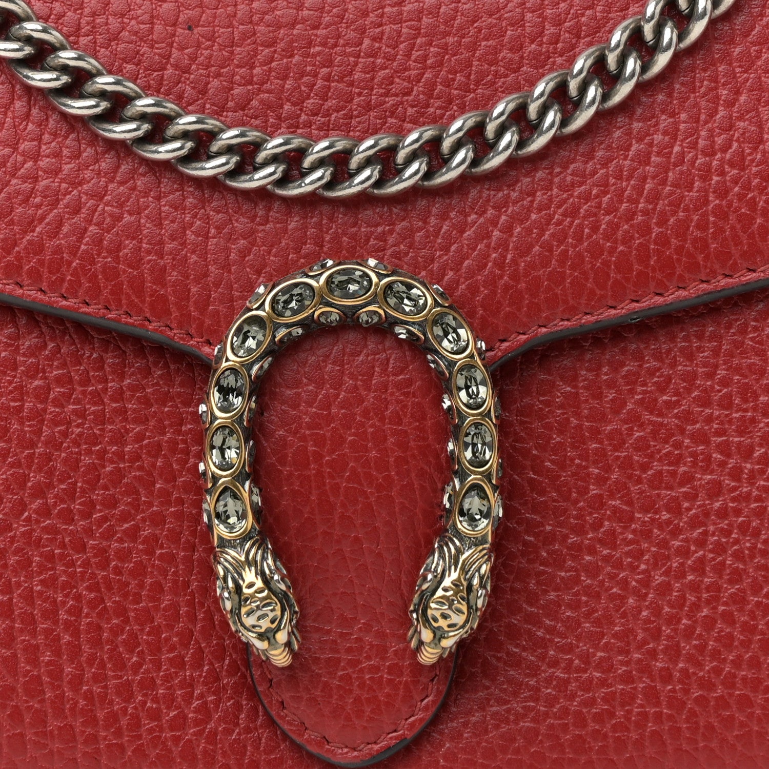 Gucci Calfskin Mini Dionysus Chain Wallet Hibiscus Red 9 of 16