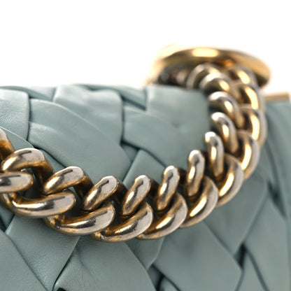 Chanel Lambskin Woven Mini Chateau Boy Flap Light Blue 12 of 13