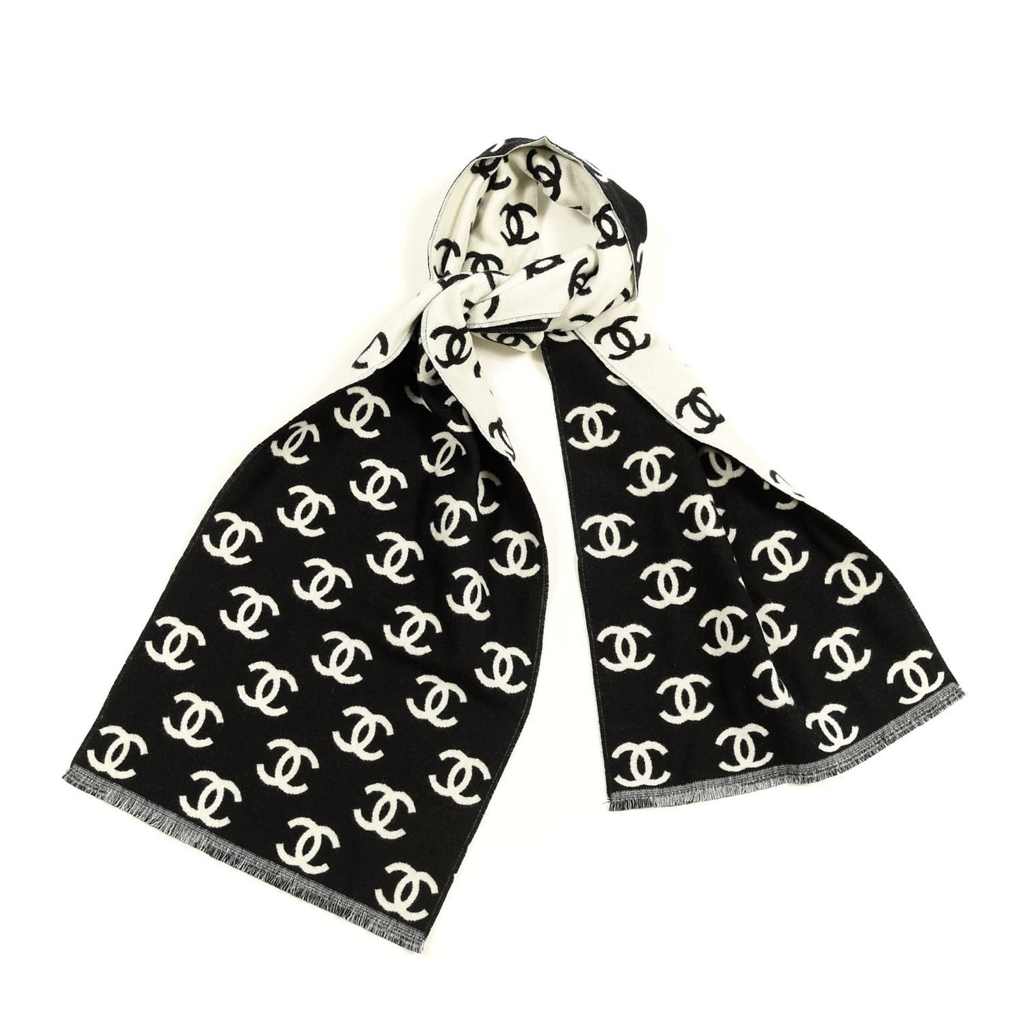 Wool Cashmere CC Scarf Black White