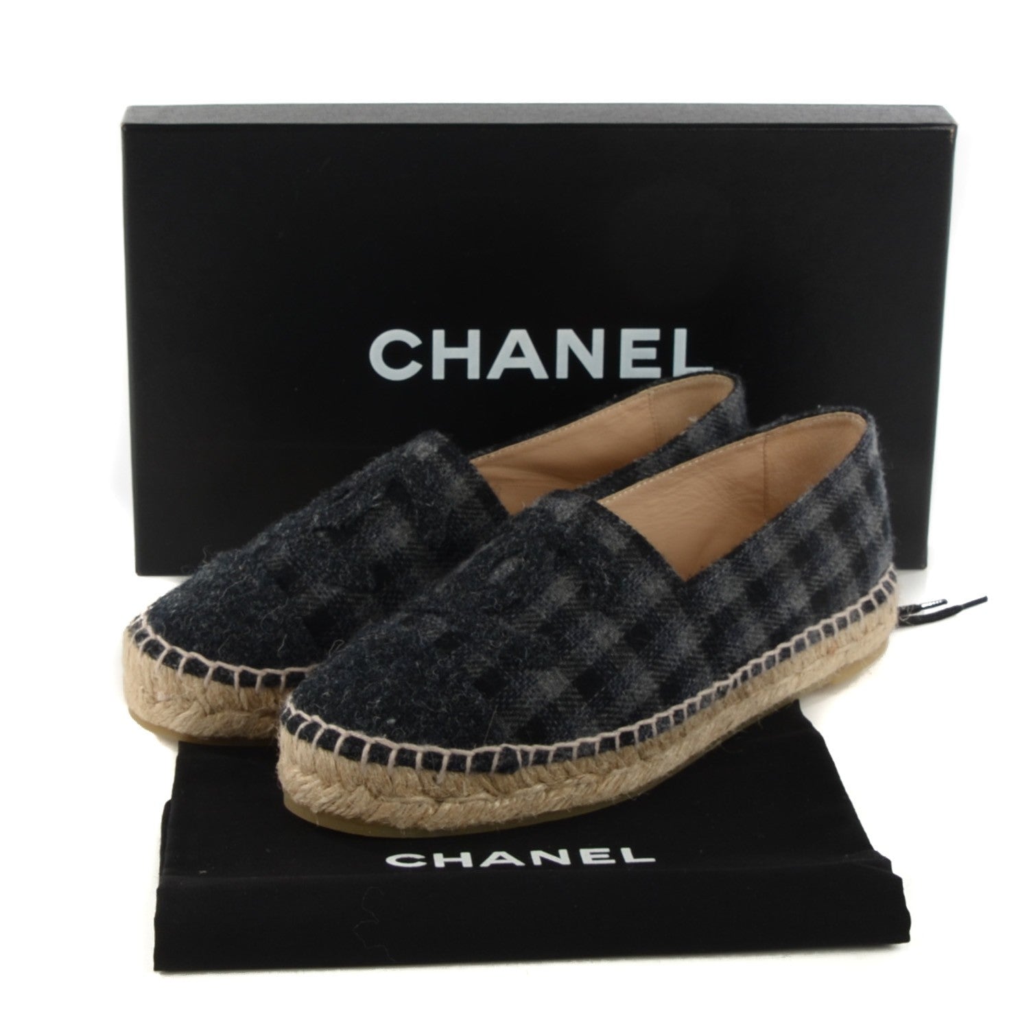 Chanel Flannel CC Espadrilles 35 Grey Black 6 of 11