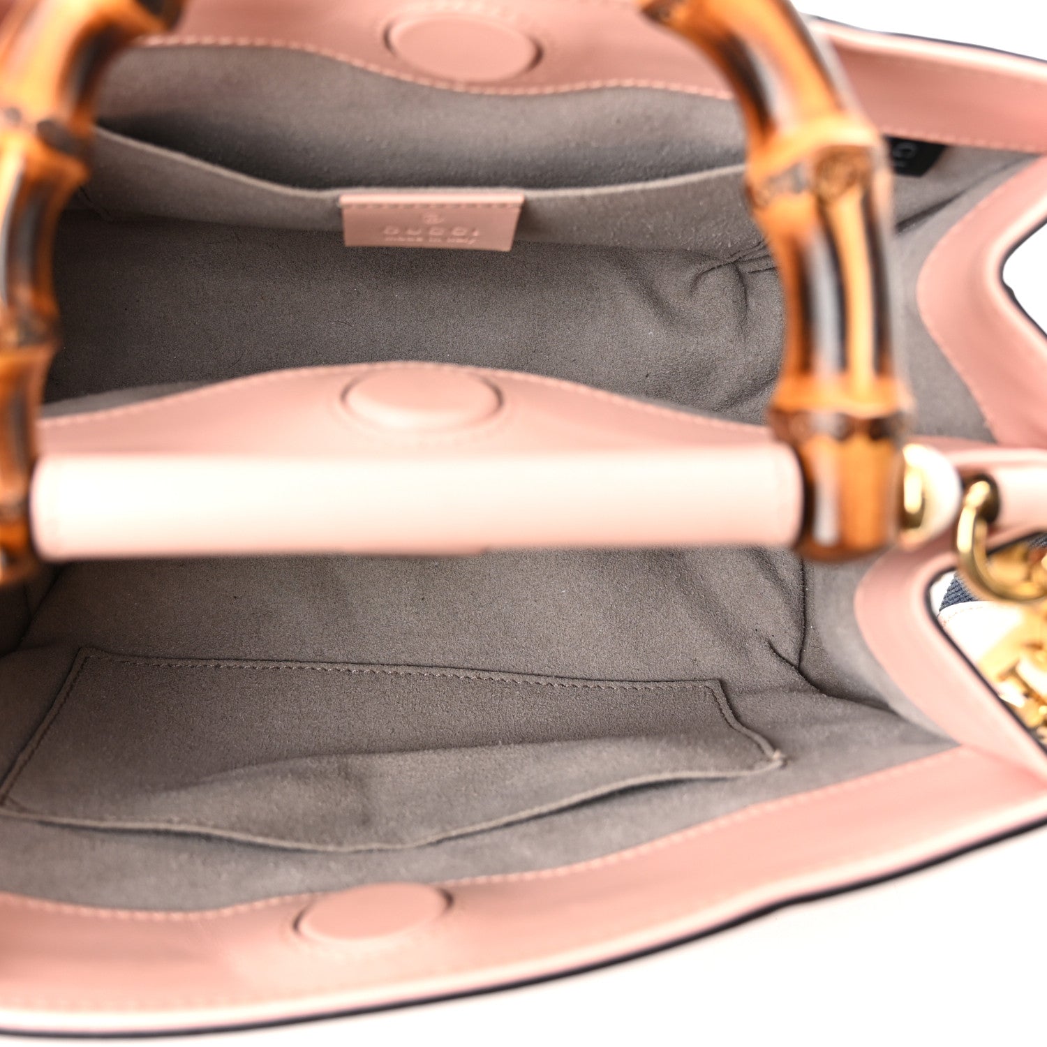 Gucci Nappa Bamboo Web Mini Nymphaea Top Handle Bag Perfect Pink Mystic White 5 of 10