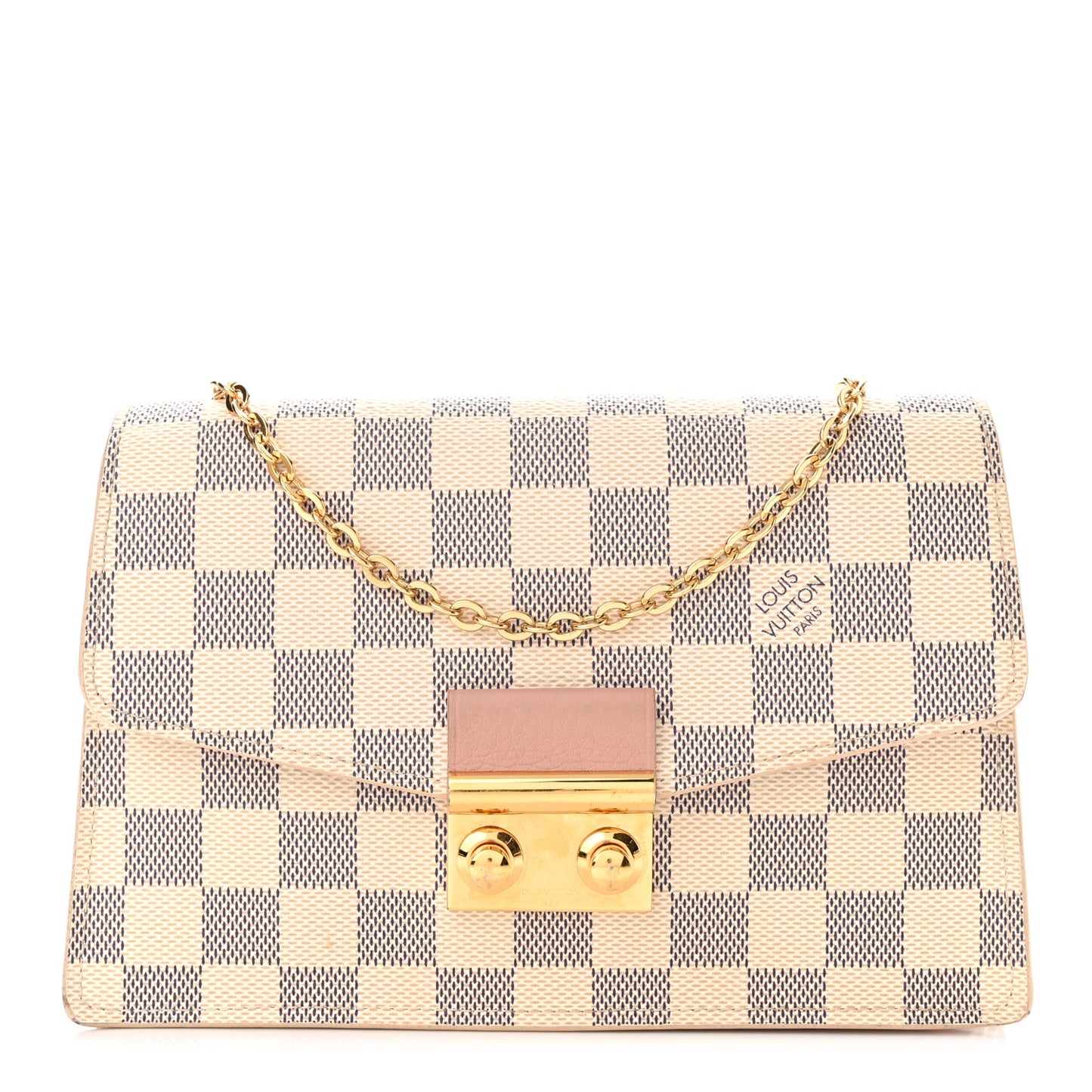 Damier Azur Croisette Chain Wallet Rose Ballerine
