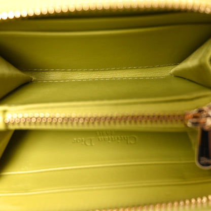 Christian Dior Patent Cannage Small Lady Dior Voyageur Coin Purse Lime 6 of 7