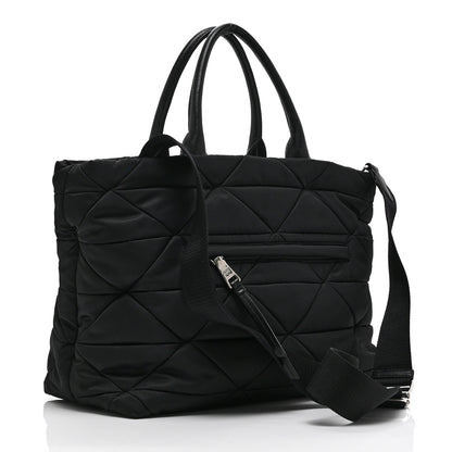 Prada Re-Nylon Nappa Triangle Quilted Padded Medium Double Handled Zip Tote Black 3 of 10