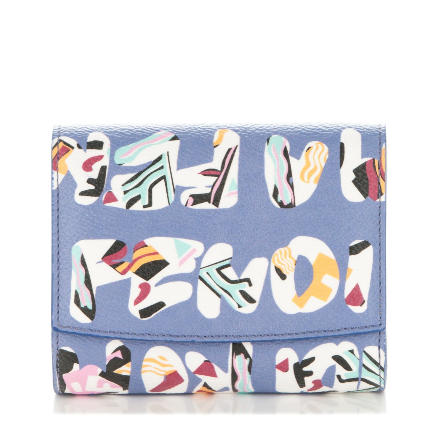 Glazed Fabric Vitello Elite Fendi Roma French Wallet Cassis Paglia