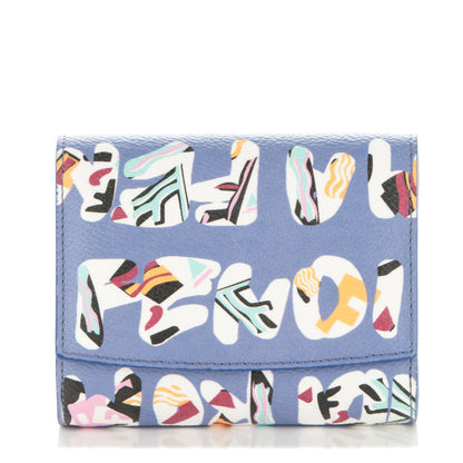 Fendi Glazed Fabric Vitello Elite Fendi Roma French Wallet Cassis Paglia 1 of 7
