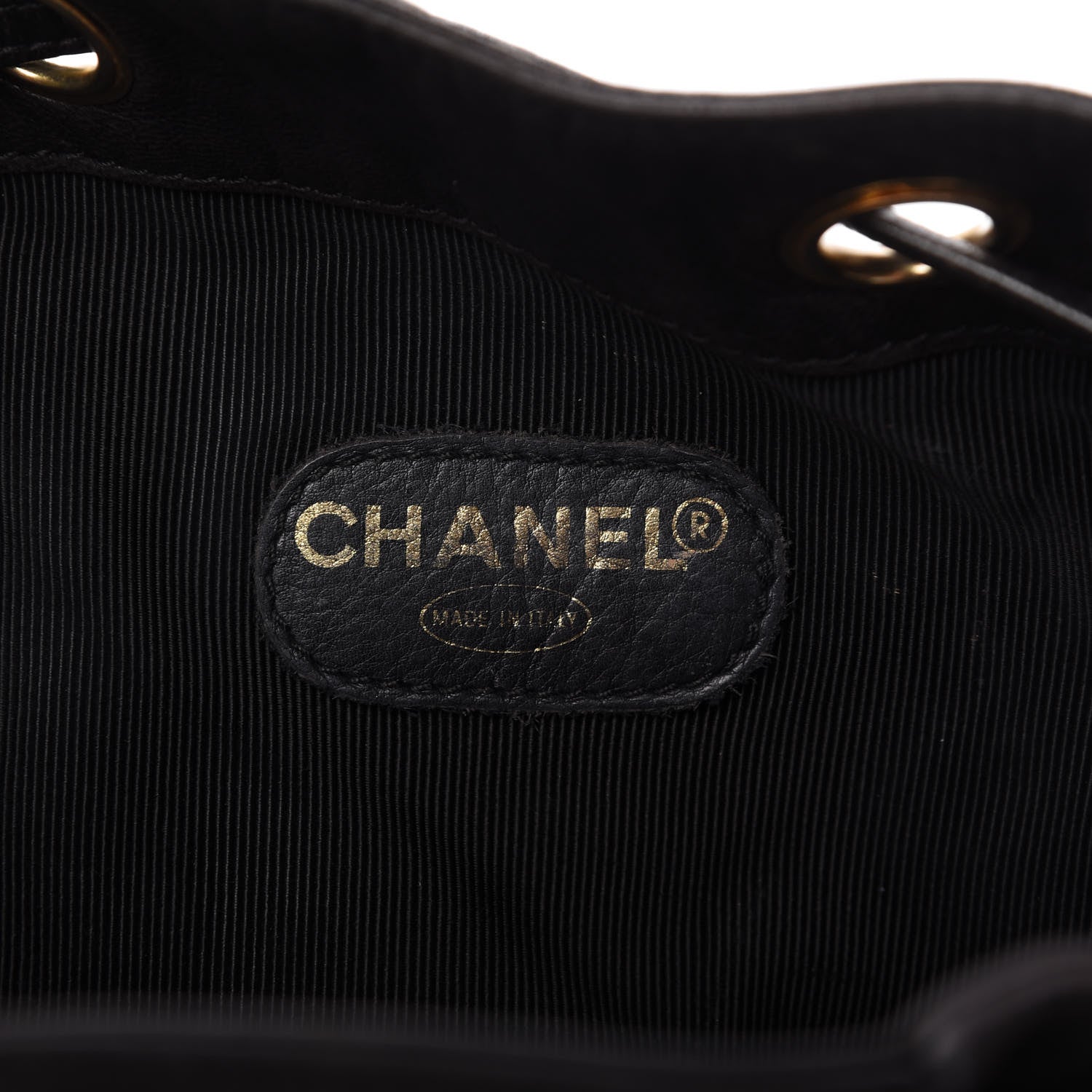 Chanel Lambskin CC Stitched Drawstring Bucket Bag Black 8 of 9