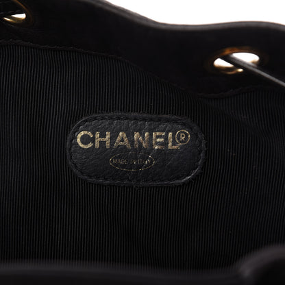 Chanel Lambskin CC Stitched Drawstring Bucket Bag Black 8 of 9