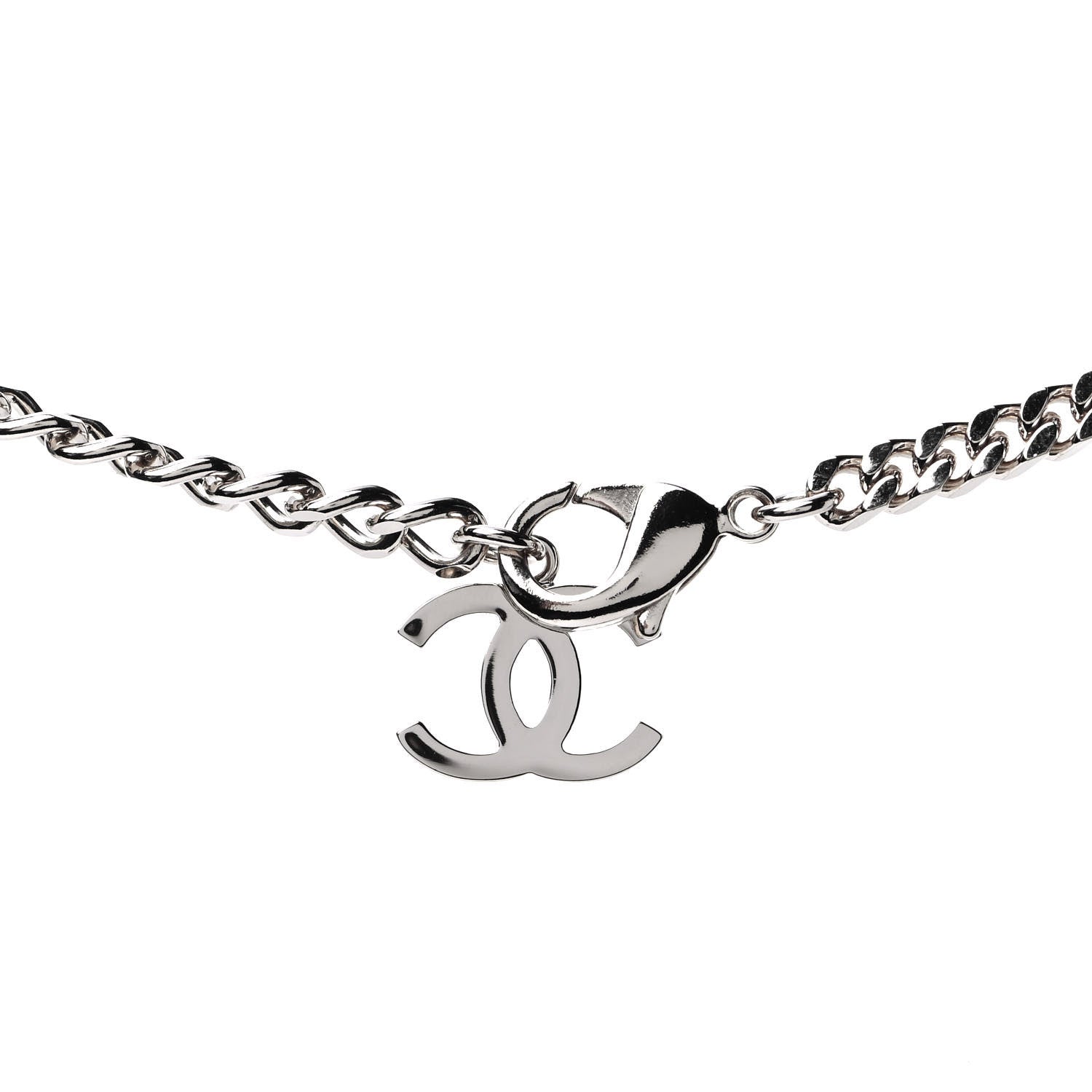 Chanel Ruthenium Crystal Chain CC Choker Silver 3 of 4