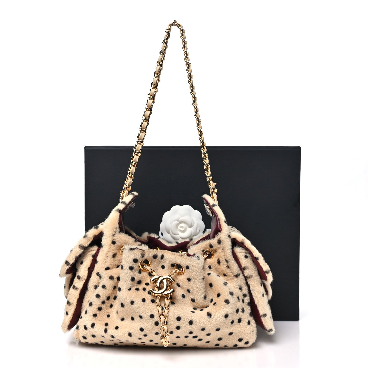 Chanel Pony Hair Mini Chanel 25 Handbag Beige Black 10 of 10