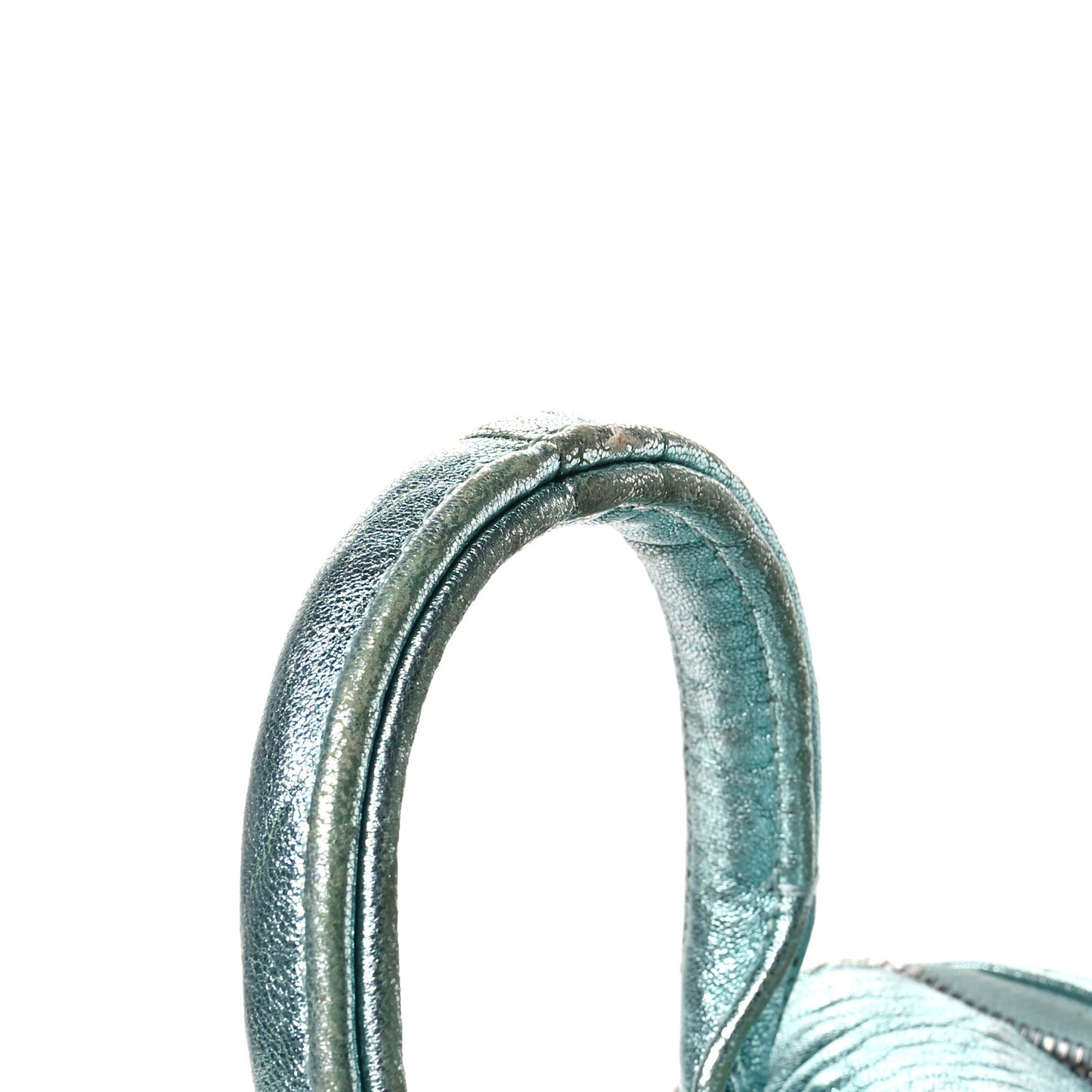 Metallic Pebbled Lambskin Lambskin Rocco Teal Silver Hardware