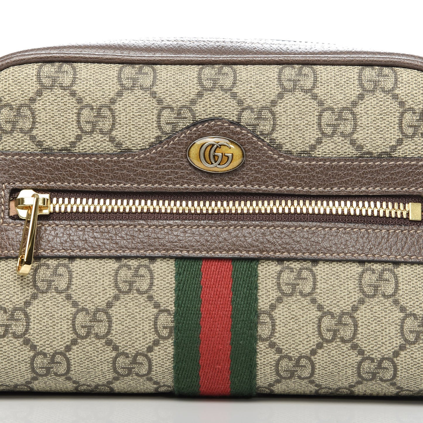 GG Supreme Monogram Web Small Ophidia Belt Bag 75 30 Dark Brown