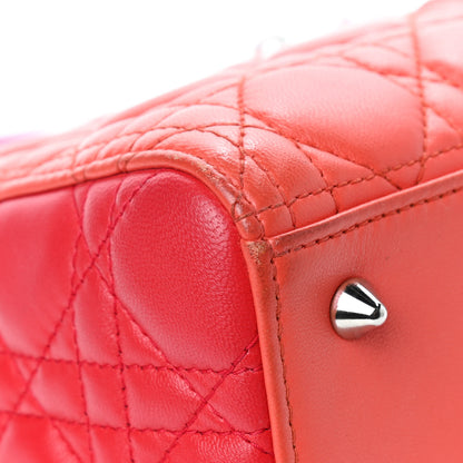 Christian Dior Lambskin Cannage Medium Bi-Color Lady Dior Orange Fuchsia 14 of 15