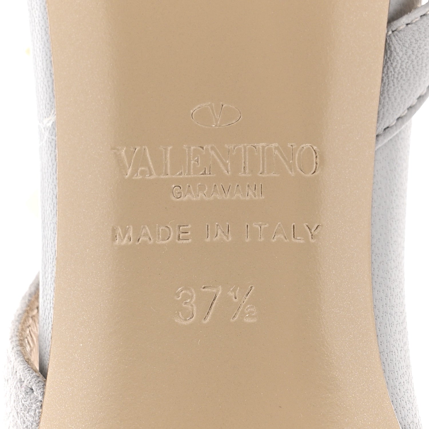 Valentino Garavani Suede Nappa Rockstud Half d'Orsay Slingback 50mm Pumps 37.5 Pastel Grey 8 of 10