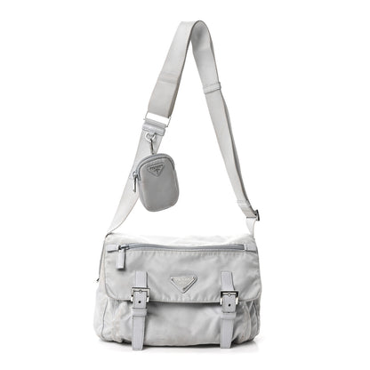 Prada Re-Nylon Vela Saffiano Pocket Double Buckle Messenger Shoulder Bag Fiordaliso 1 of 10