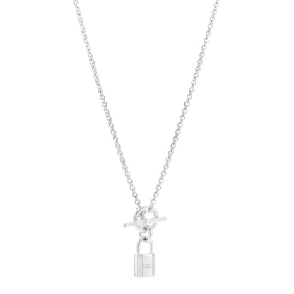 Hermes Sterling Silver Cadenas Kelly Lock Pendant Necklace 1 of 5