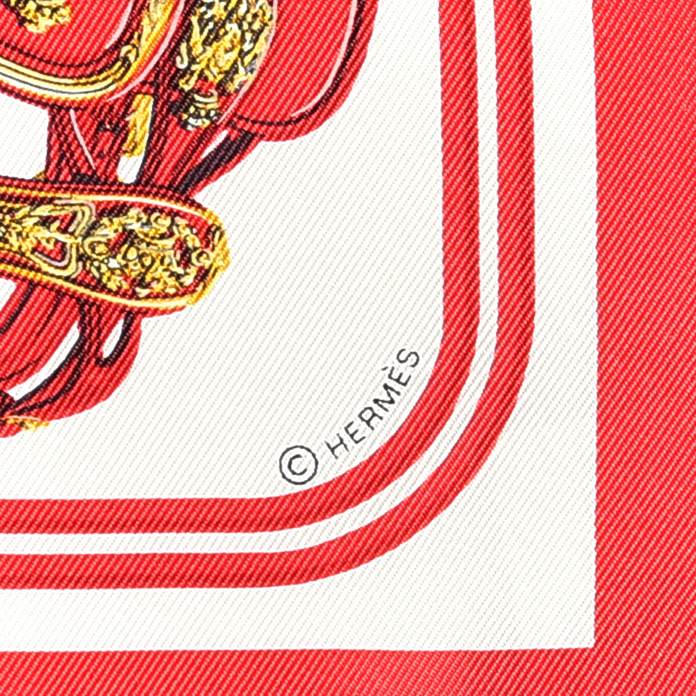 Hermes Silk Brides de Gala Nano Scarf 20 Rouge White Or 4 of 6