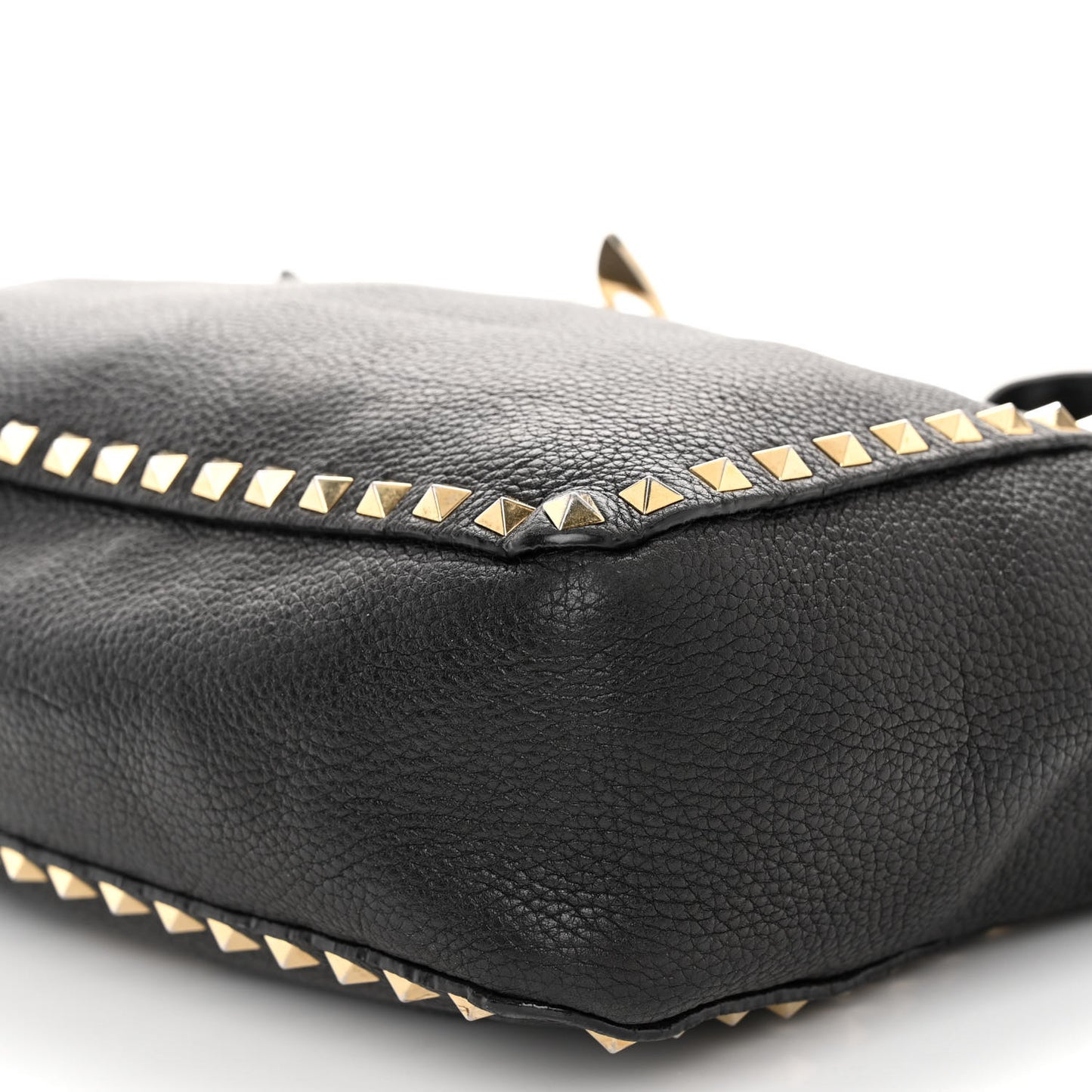 Pebbled Calfskin Rockstud Flip-Lock Messenger Bag Black