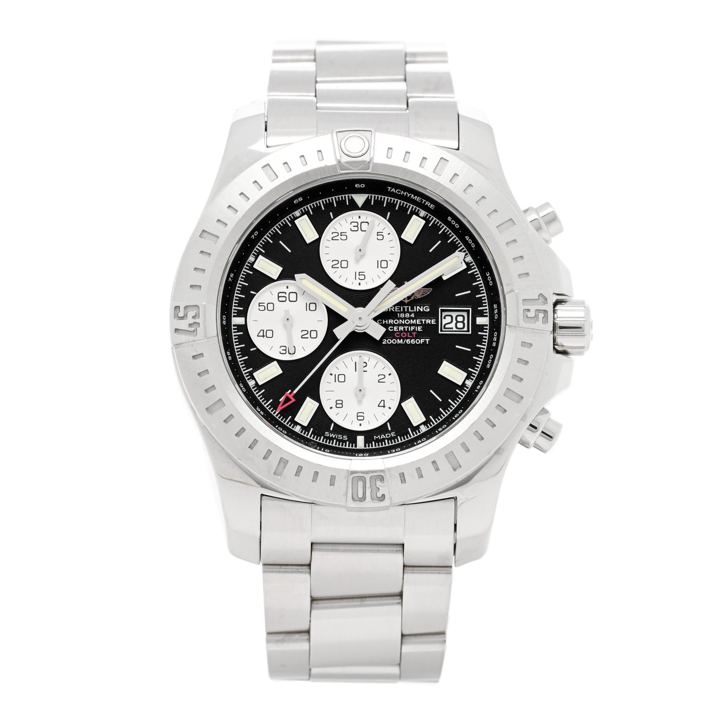 Stainless Steel 44mm Colt Chronograph Automatic Watch Black A13388