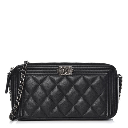 Chanel Calfskin Quilted Small Boy Clutch With Chain Black 1 of 11