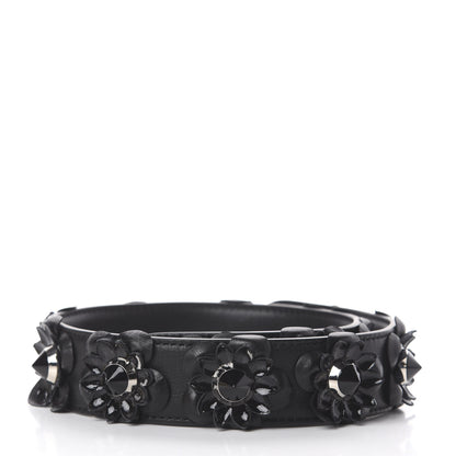 Fendi Vitello Dolce Nappa Patent Flowerland Studded Strap You Black 2 of 3