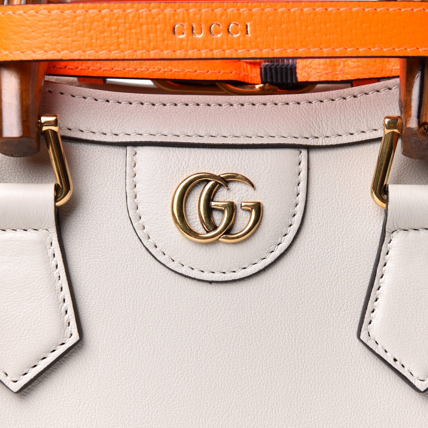 Wonka Grain Calfskin Mini Diana Tote Bag Mystic White Orange Fluo