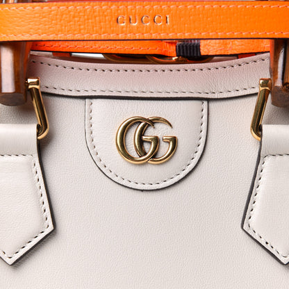 Gucci Wonka Grain Calfskin Mini Diana Tote Bag Mystic White Orange Fluo 9 of 13