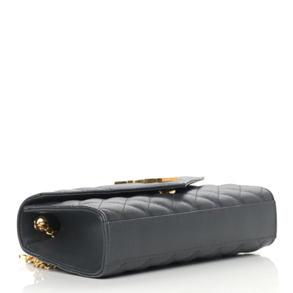 Saint Laurent Grain De Poudre Textured Mixed Matelasse Triquilt Small Monogram Satchel Dark Smoke 4 of 8