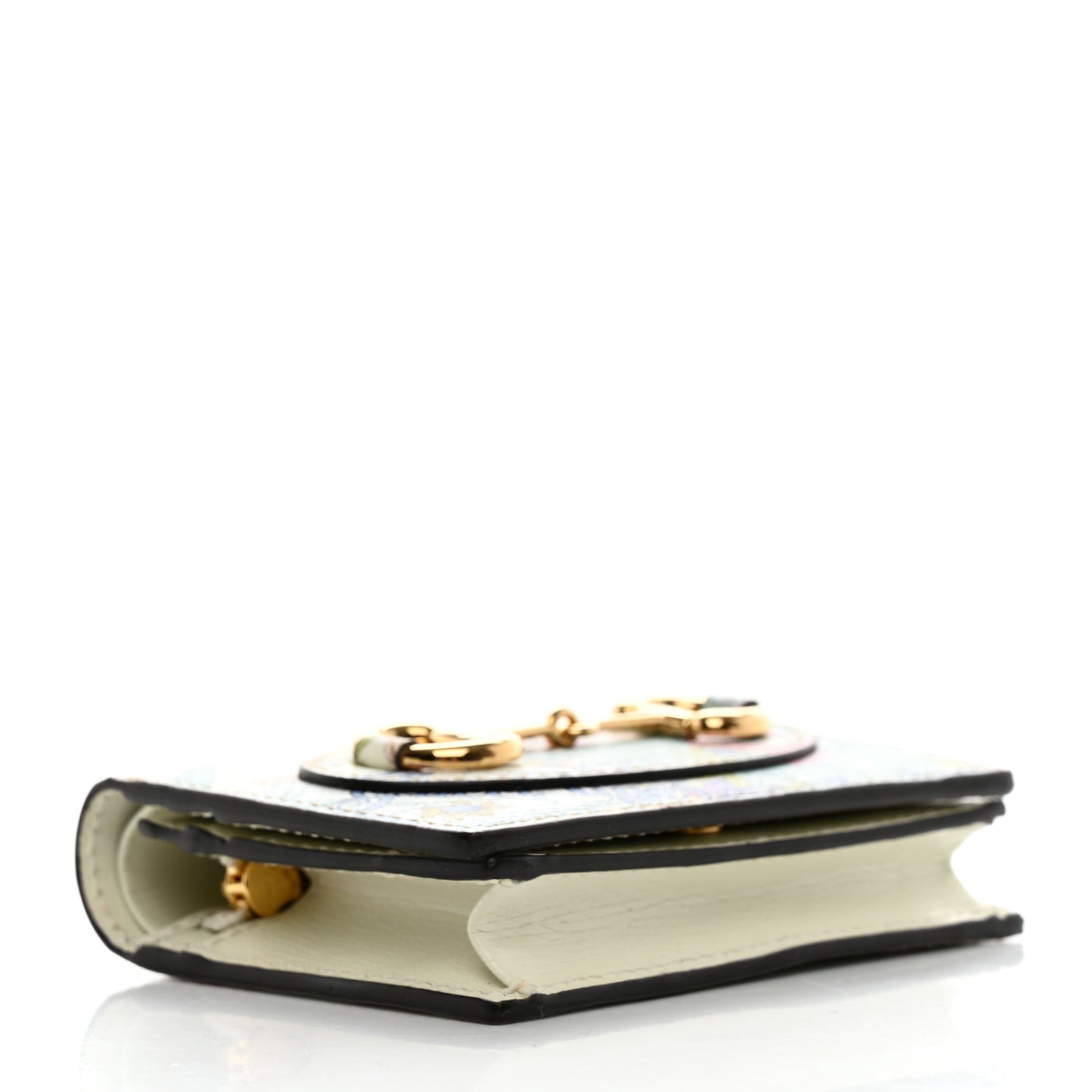 New Shangai Calfskin Tiger Savanah Horsebit 1955 Card Case Wallet Chalky White Multicolor