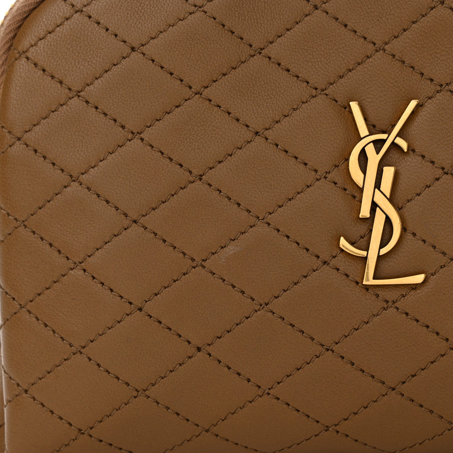 Saint Laurent Lambskin Quilted Gaby Zipped Pouch Dark Cork 14 of 14