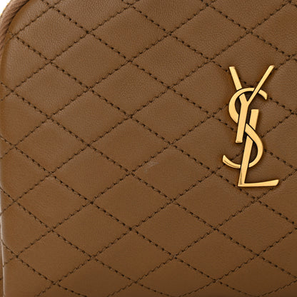 Saint Laurent Lambskin Quilted Gaby Zipped Pouch Dark Cork 14 of 14