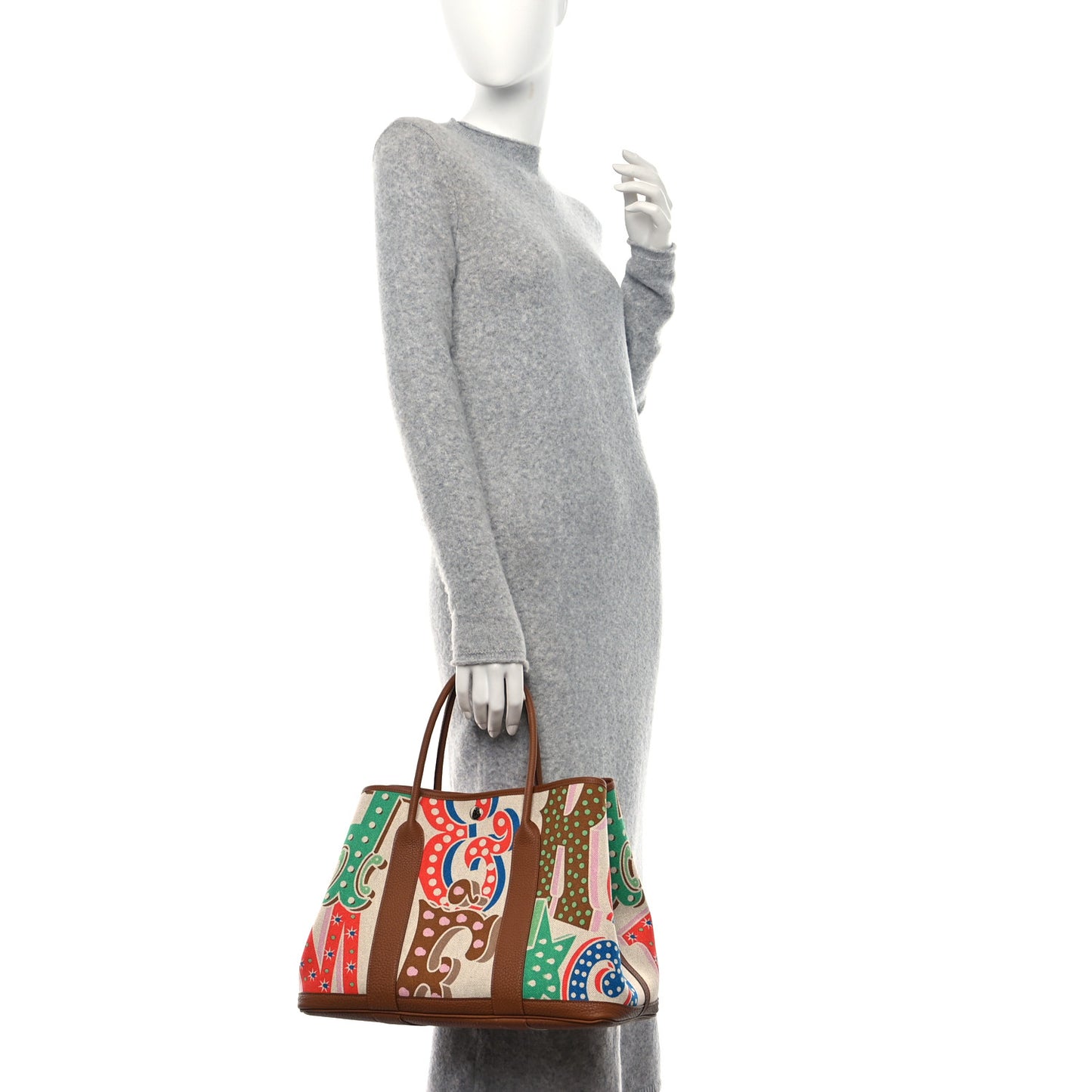 Toile Negonda H Plume Garden Party 36 MM Tote Capucine Ecru Gold