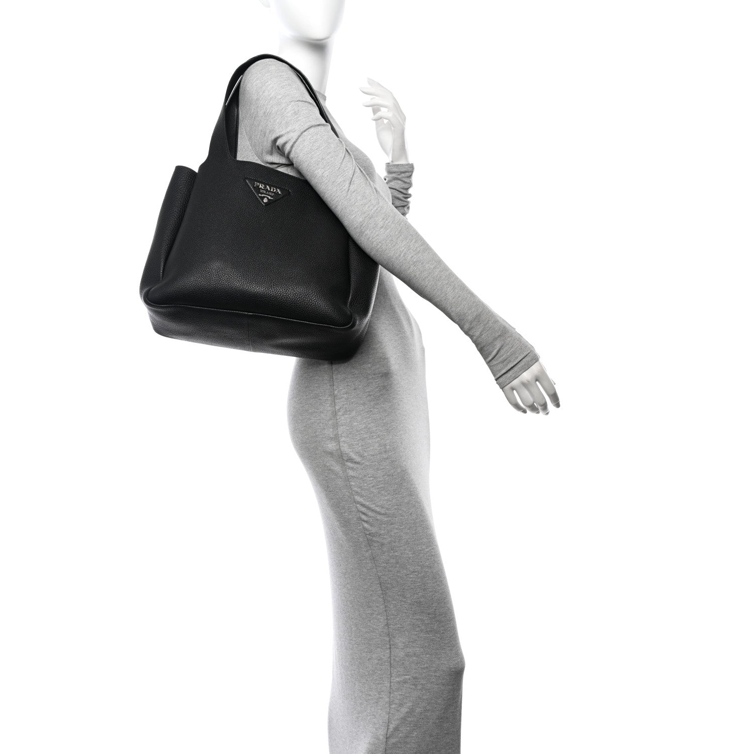 Prada Vitello Daino Soft Large Dynamique Tote Black 2 of 15