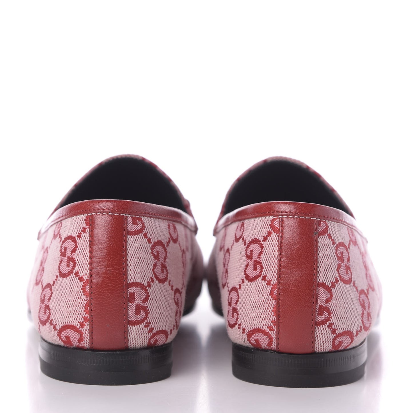 Canvas GG Monogram Horsebit Womens Jordaan Loafers 38 Gardenia Hibiscus Red