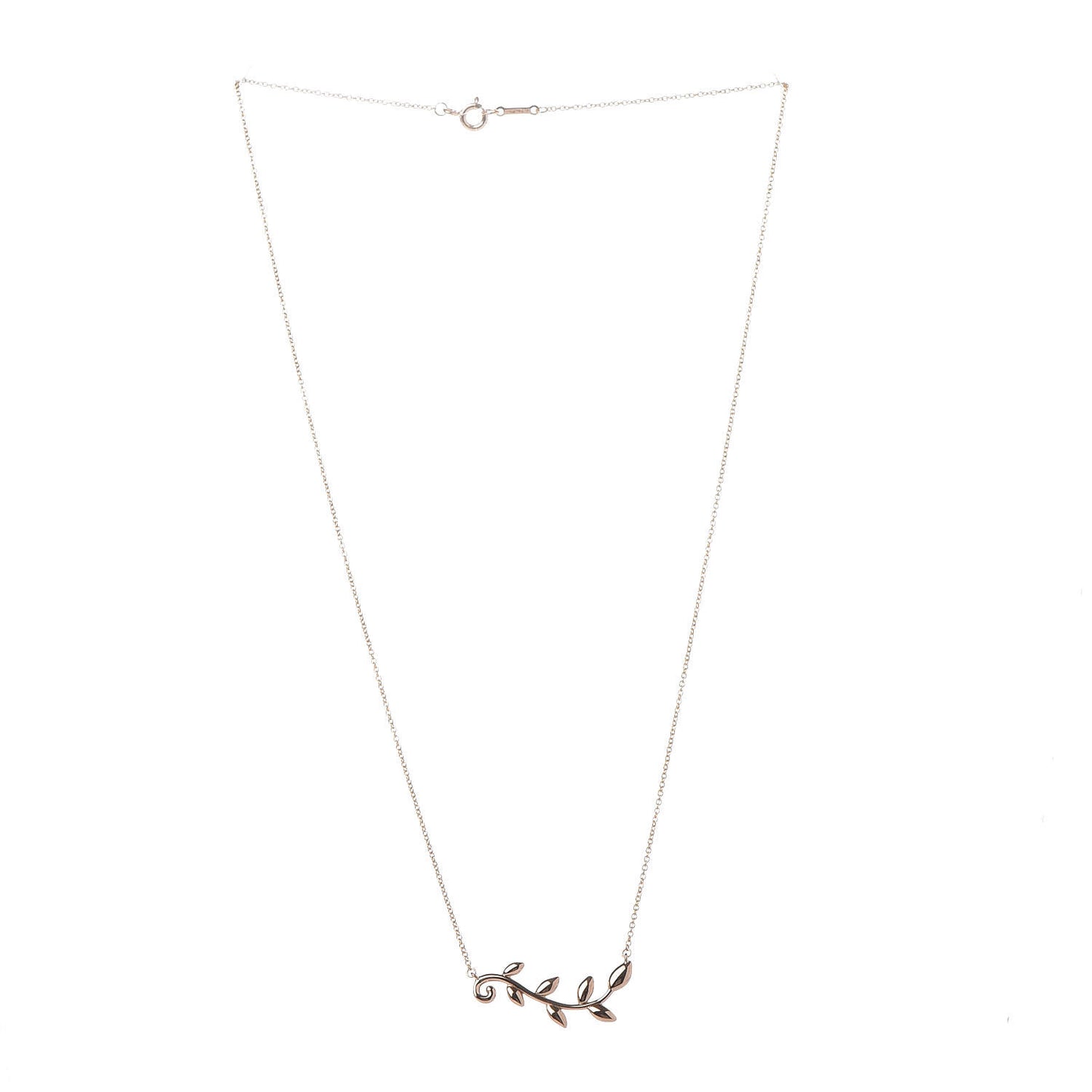 18K Rose Gold Olive Leaf Vine Pendant Necklace